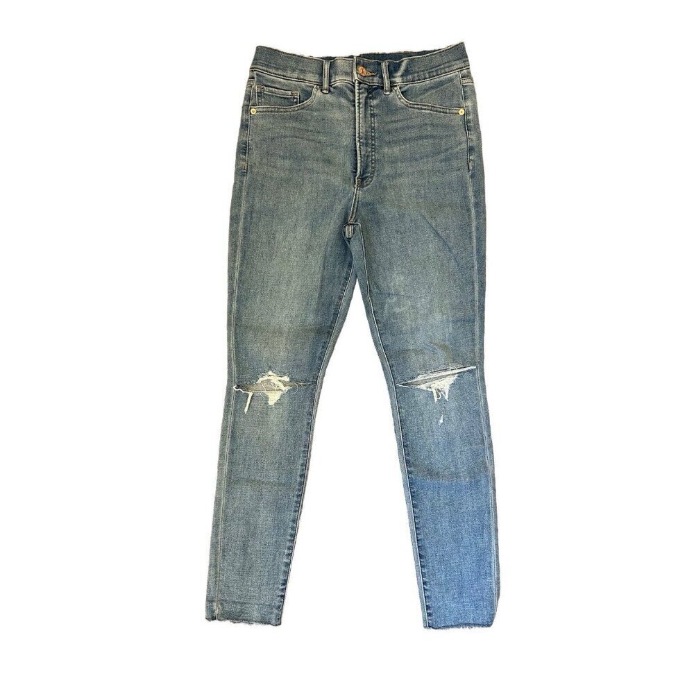 Express Womens Skinny Jeans Size 6 R Blue Denim High Rise Distressed Stretch GUC